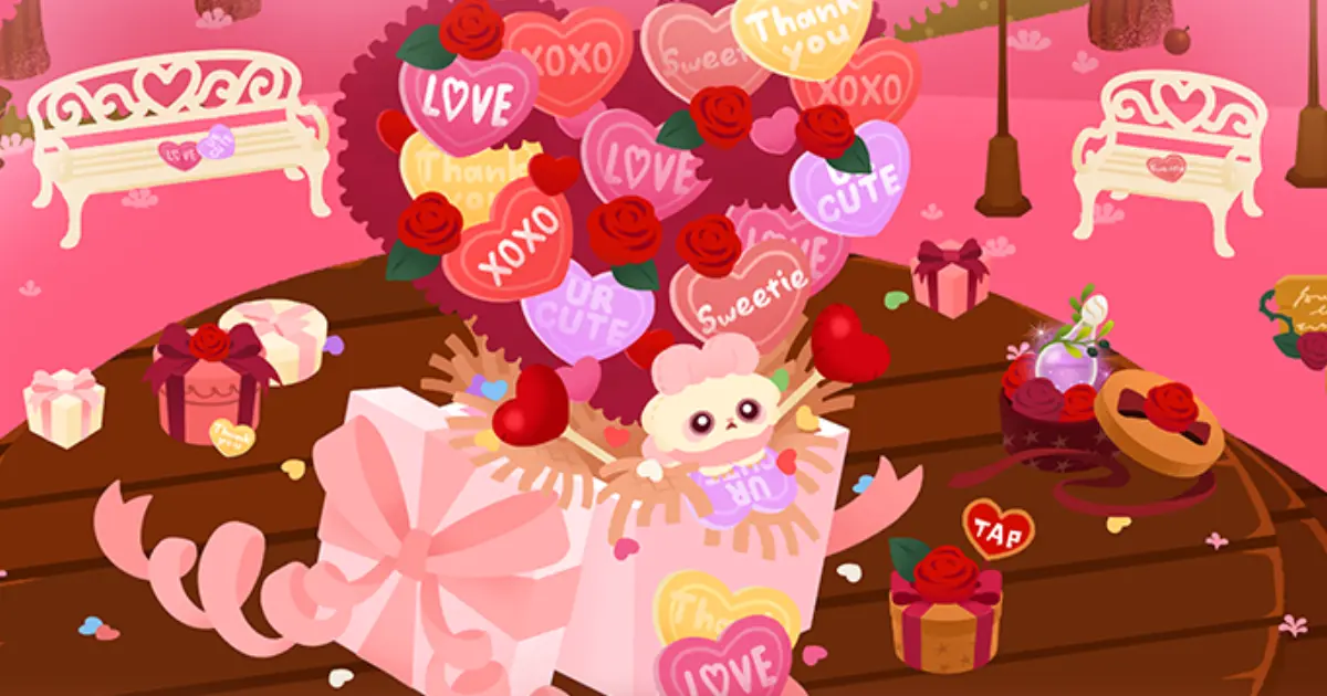 イベントパークがバレンタイン仕様に変化