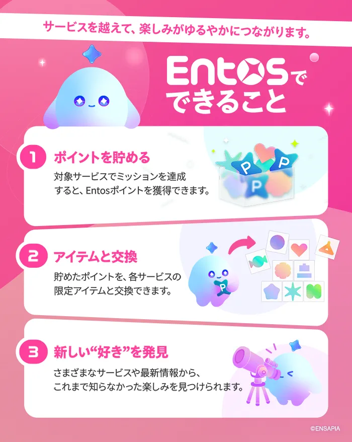 Entosでできること｜ポイント獲得・アイテム交換・新しい好きの発見