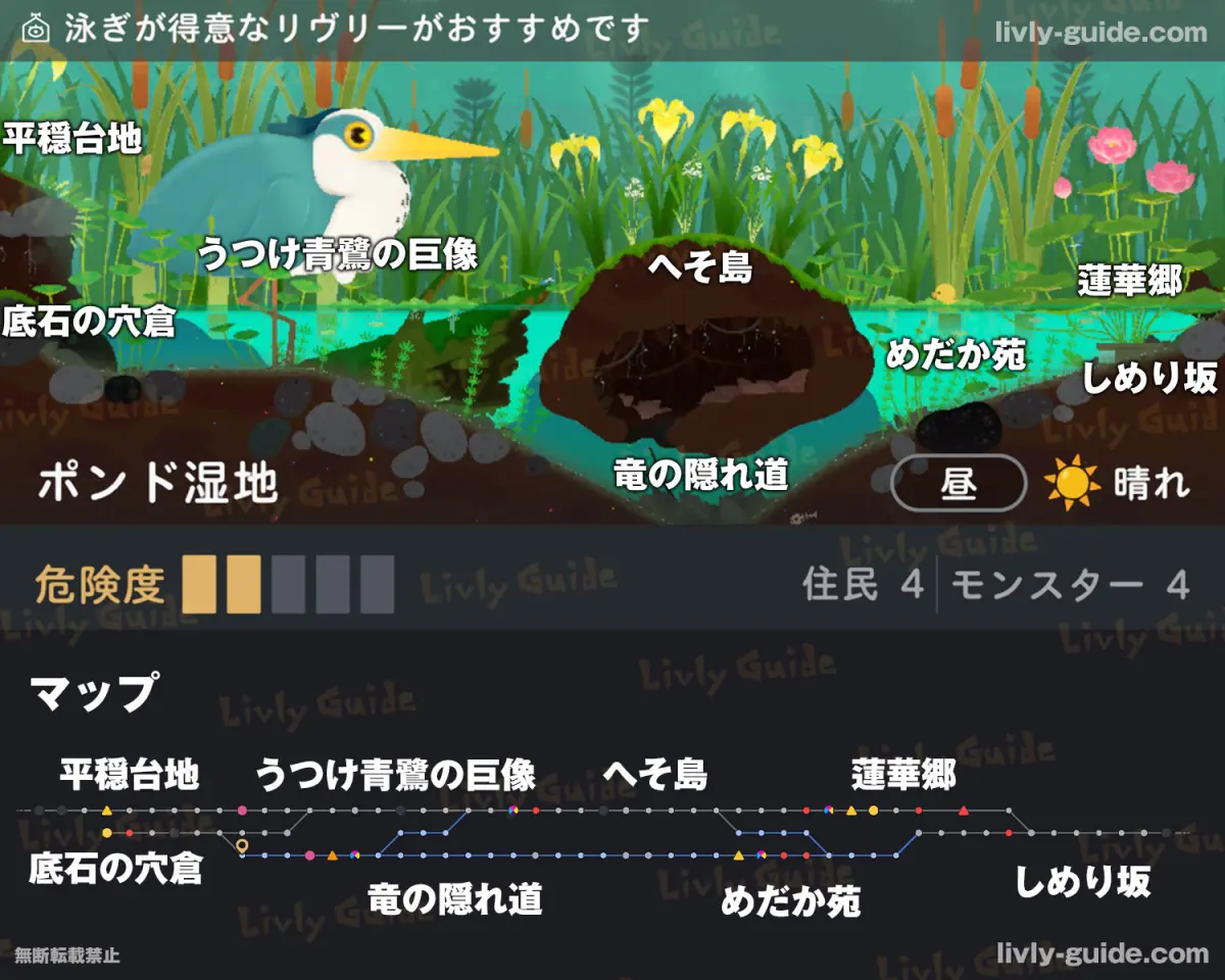 リヴリヴ ポンド湿地マップ