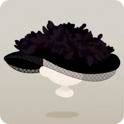 黒い花のブリムハット