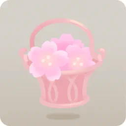 桜を集めたカゴ