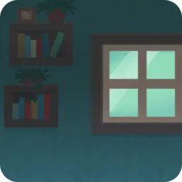 小窓付きの植物模様の壁