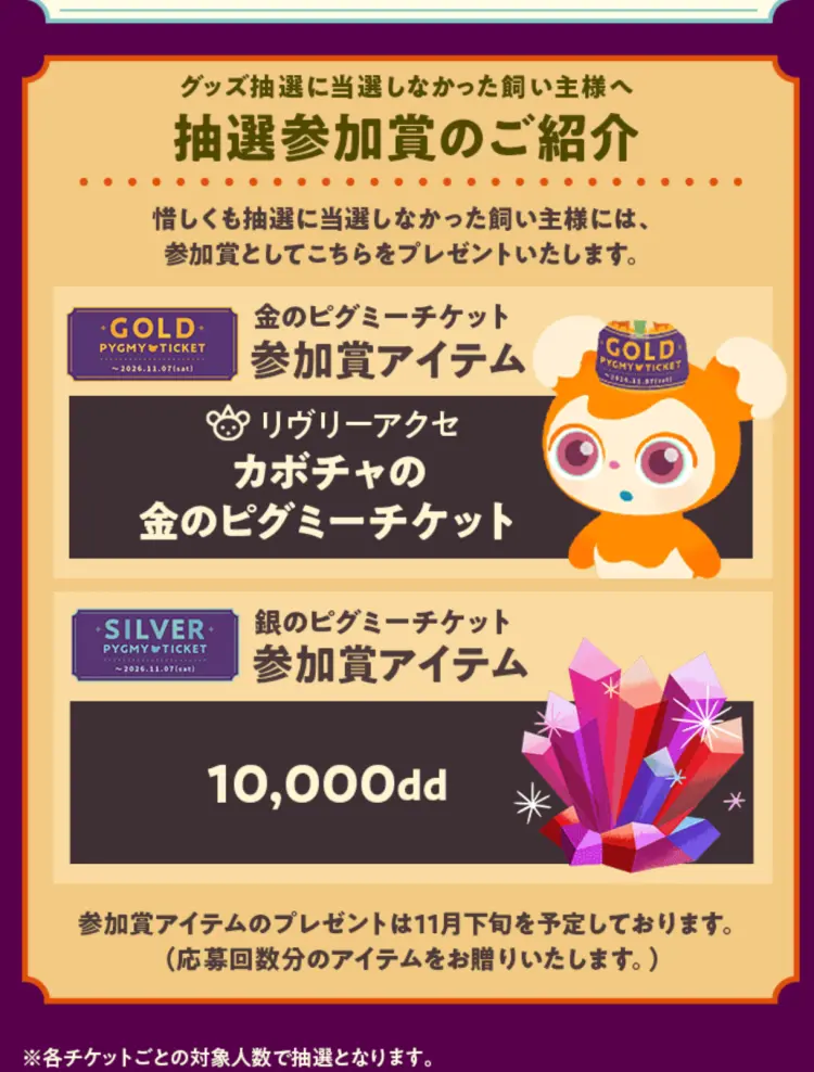 セレクトくじ抽選参加賞