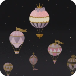 優しい夜を連れてくる気球の背景