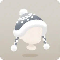 ポンポン付き編み込みニット帽