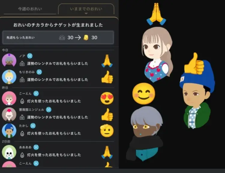 リヴリヴのお礼リスト