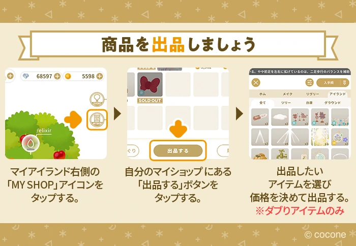 リヴリーマイショップの出品方法