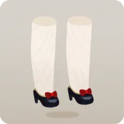 可憐な林檎色リボンのパンプス