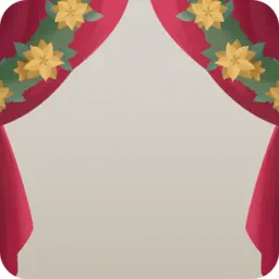 ポインセチアを飾ったカーテン