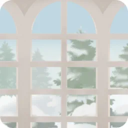 雪景色がまぶしい朝