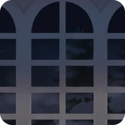 雪景色がひろがる夜