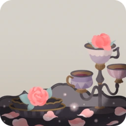 静かな夜のお茶会の前景