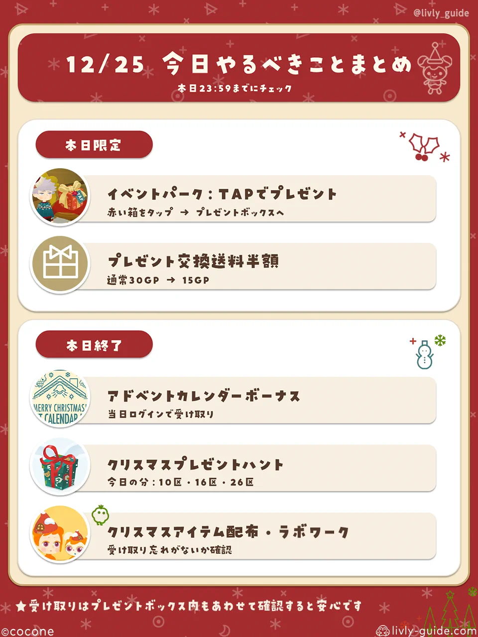 12/25 今日やるべきことまとめ